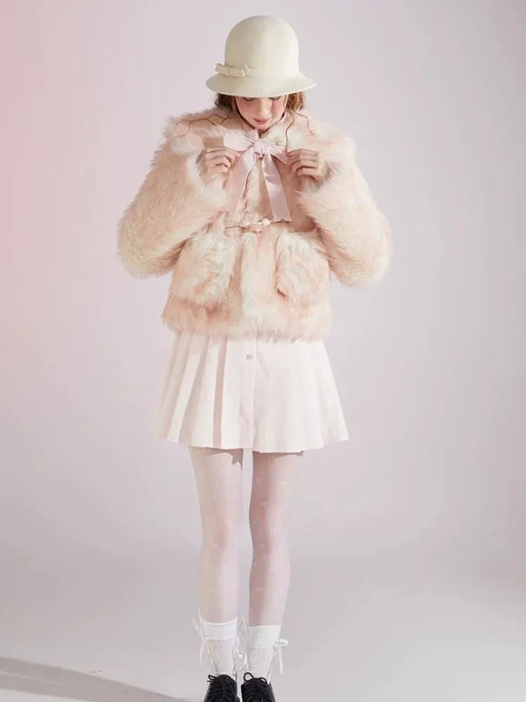 Sweet Doll Collar Fur Gradient Pink Short Jacket【s0000004416】