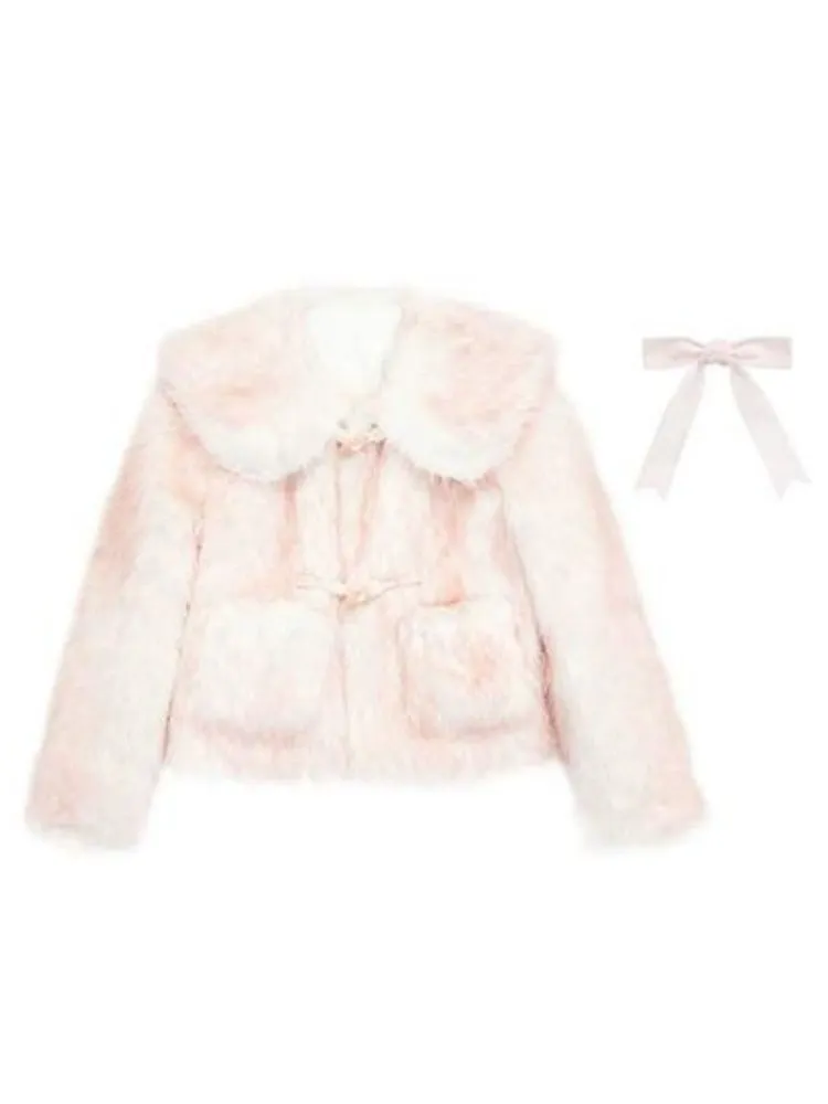 Sweet Doll Collar Fur Gradient Pink Short Jacket【s0000004416】