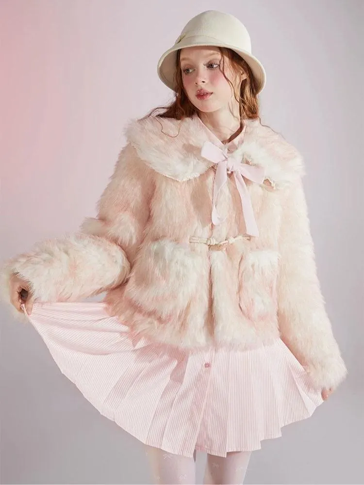 Sweet Doll Collar Fur Gradient Pink Short Jacket【s0000004416】