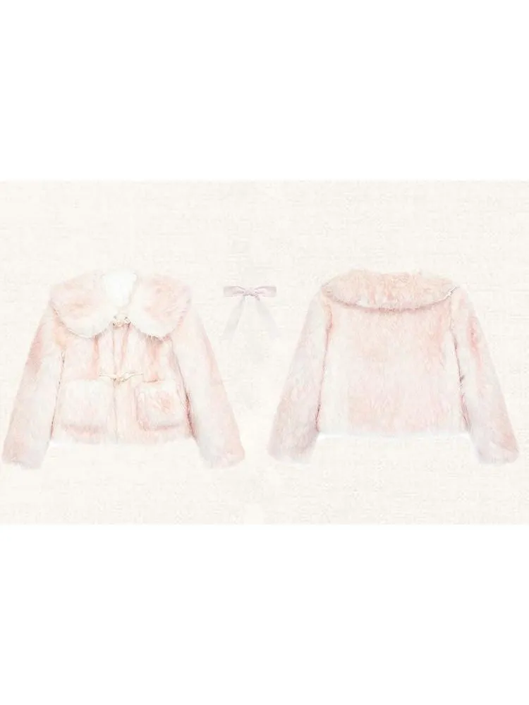 Sweet Doll Collar Fur Gradient Pink Short Jacket【s0000004416】