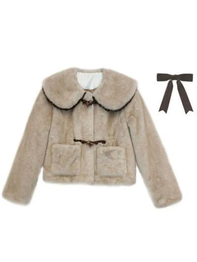 Sweet Doll Collar Fur Gradient Pink Short Jacket【s0000004416】