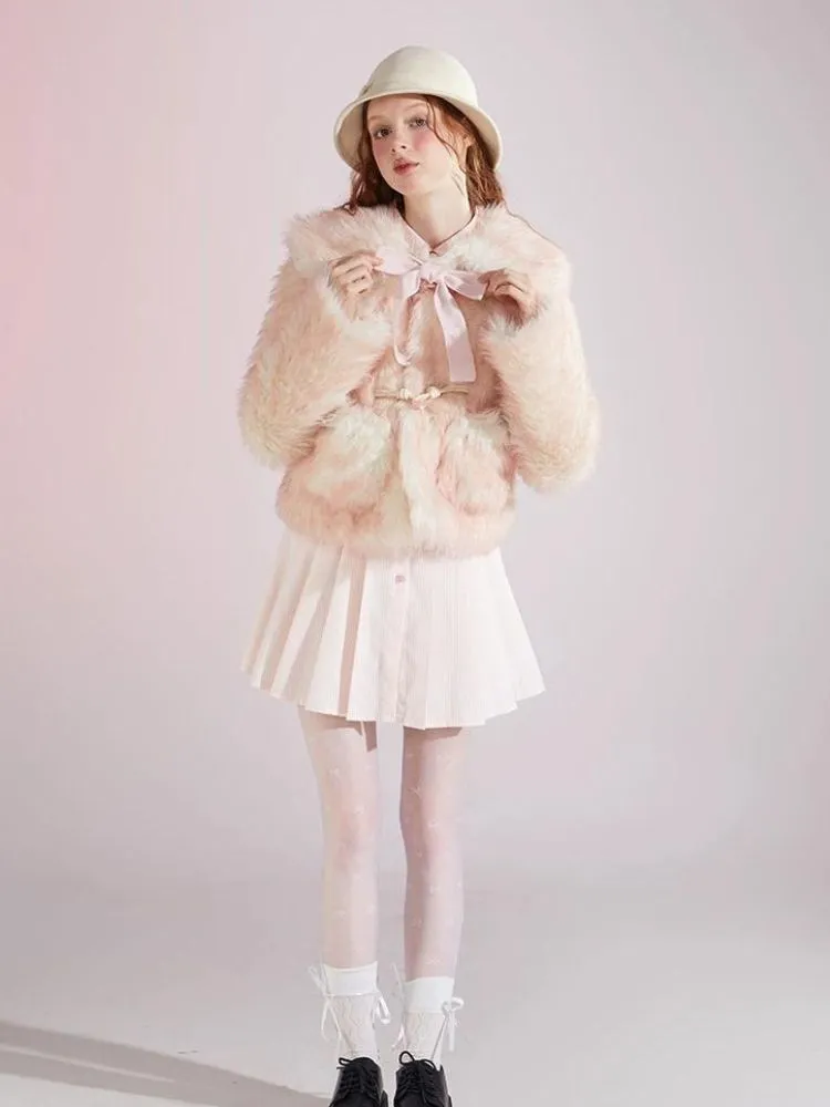 Sweet Doll Collar Fur Gradient Pink Short Jacket【s0000004416】