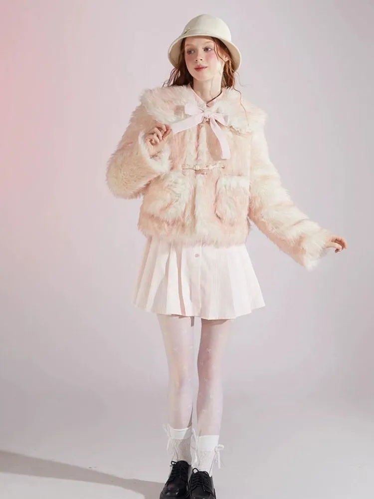 Sweet Doll Collar Fur Gradient Pink Short Jacket【s0000004416】