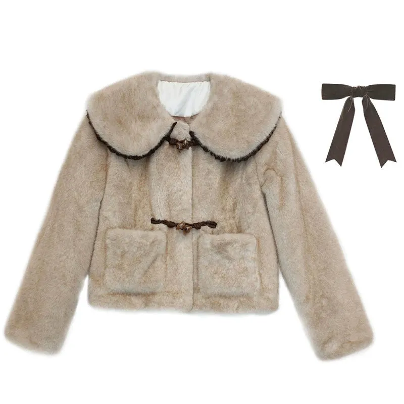 Sweet Doll Collar Fur Gradient Pink Short Jacket【s0000004416】