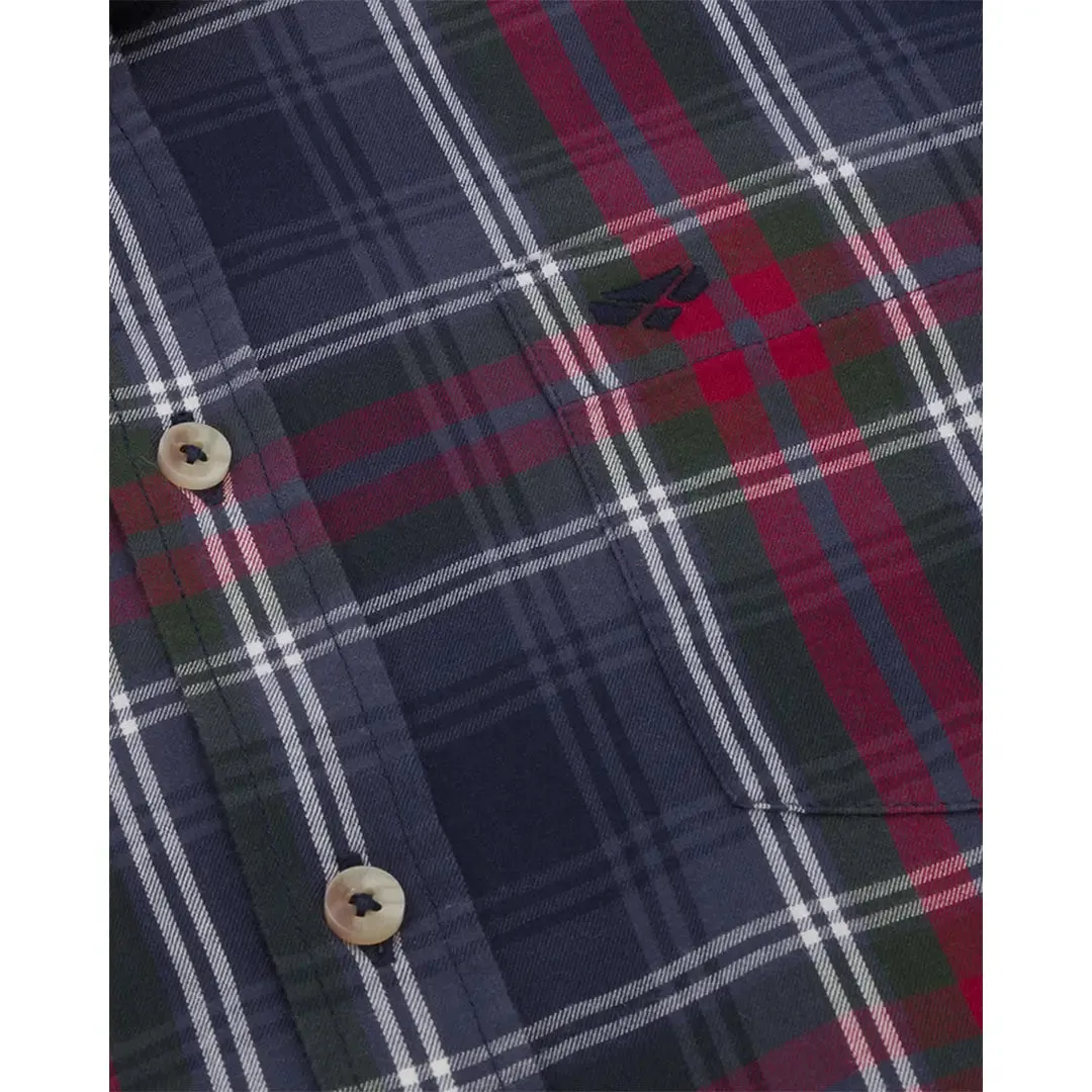 Taransay Plaid Twill Shirt - Navy/Green/Wine by Hoggs of Fife