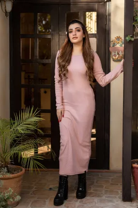 Tea pink roundneck Bodycon dress