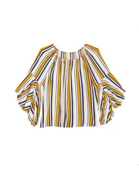 Terryn Flared Sleeve Blouse | Yellow / Navy