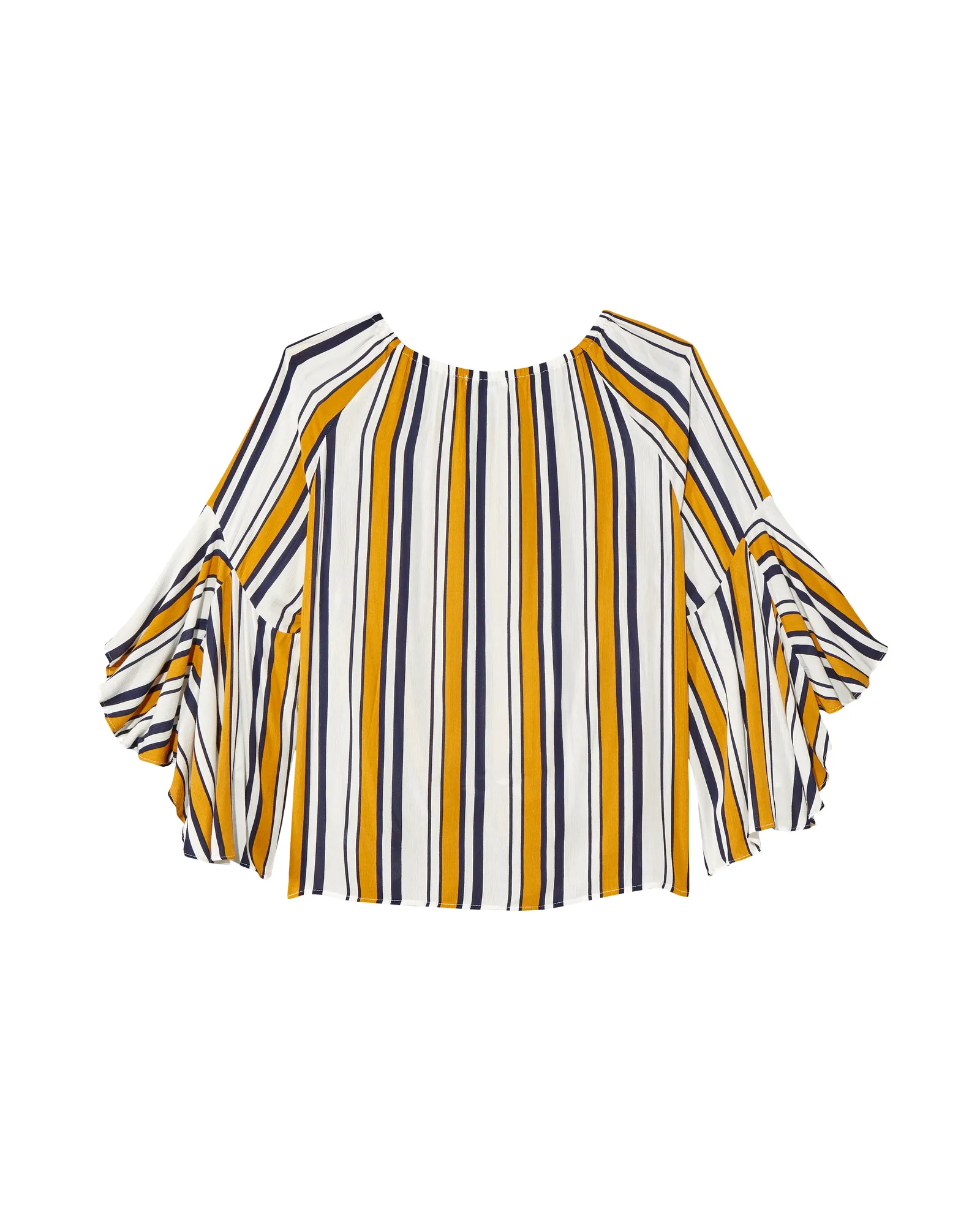 Terryn Flared Sleeve Blouse | Yellow / Navy