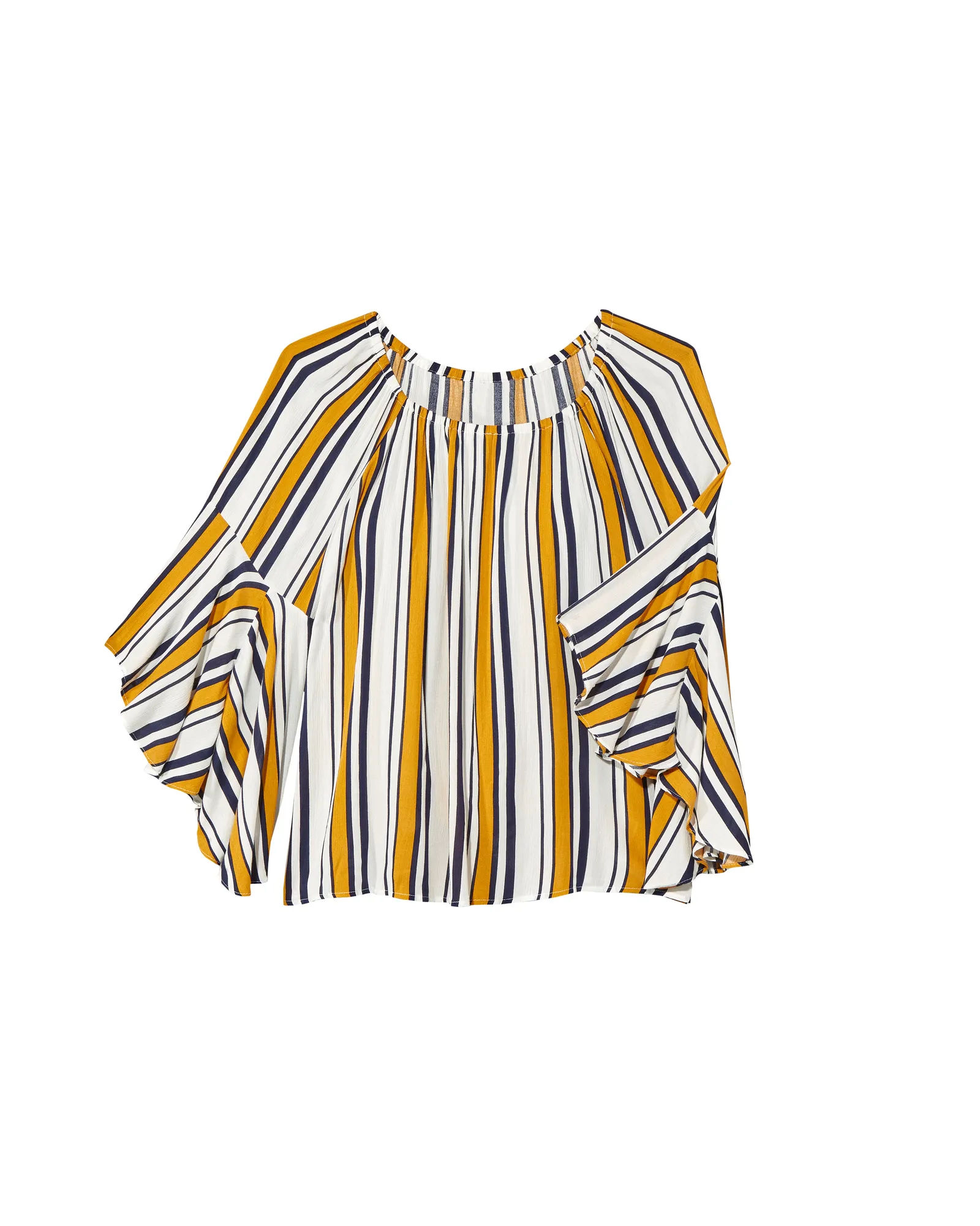 Terryn Flared Sleeve Blouse | Yellow / Navy