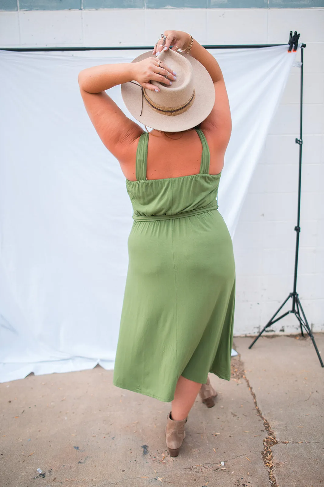 The Marianna Sleeveless Dress - Olive - PLUS