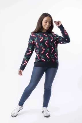 Thick Knit Relaxed Fit Christmas Berry Jumper