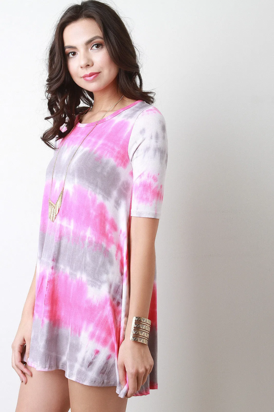 Tie Dye Stripe Shift Mini Dress