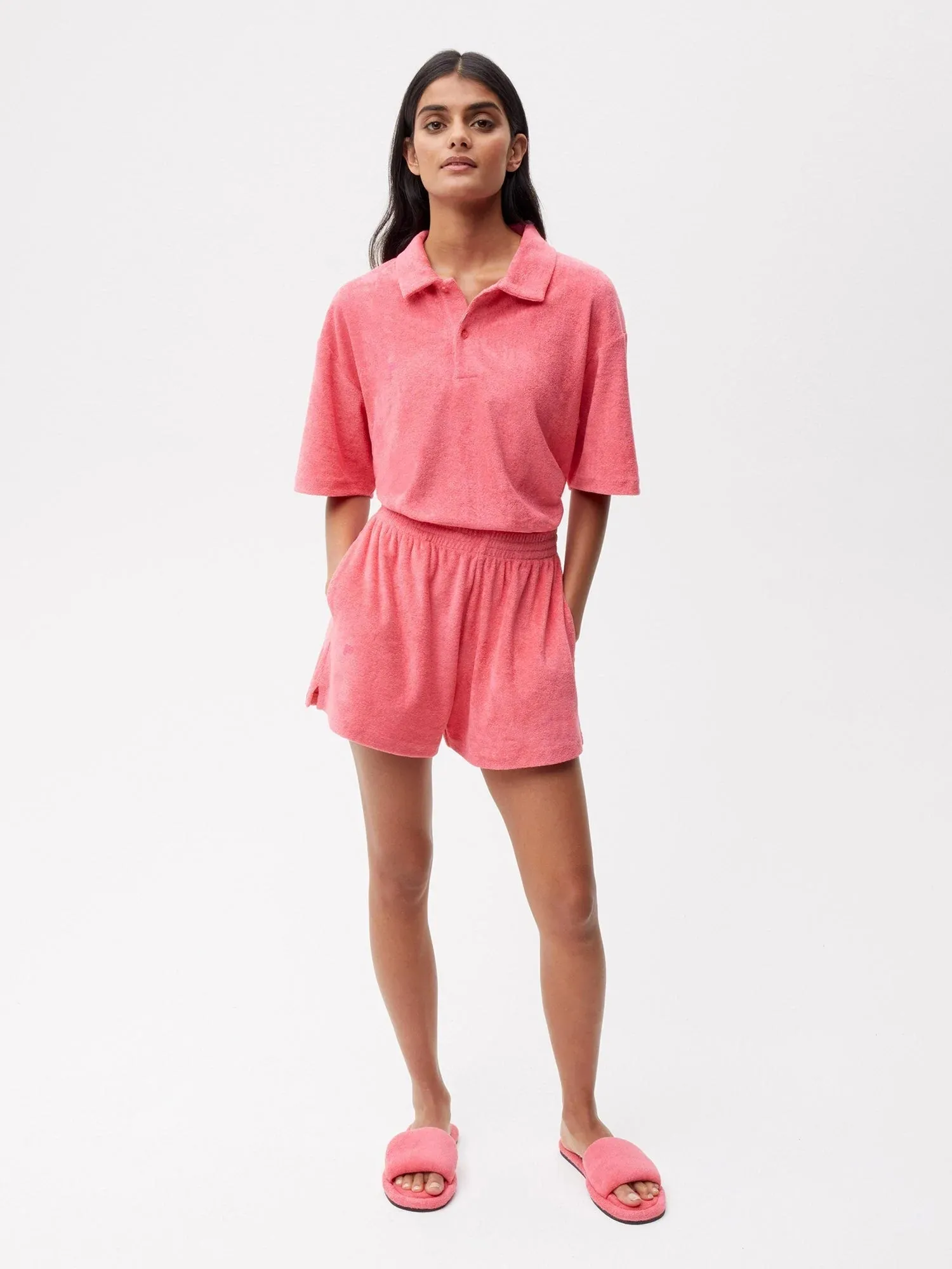 Towelling Shorts—lotus pink