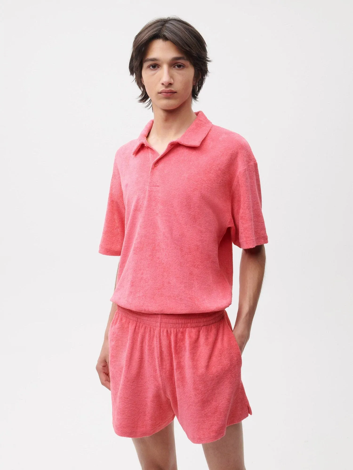 Towelling Shorts—lotus pink