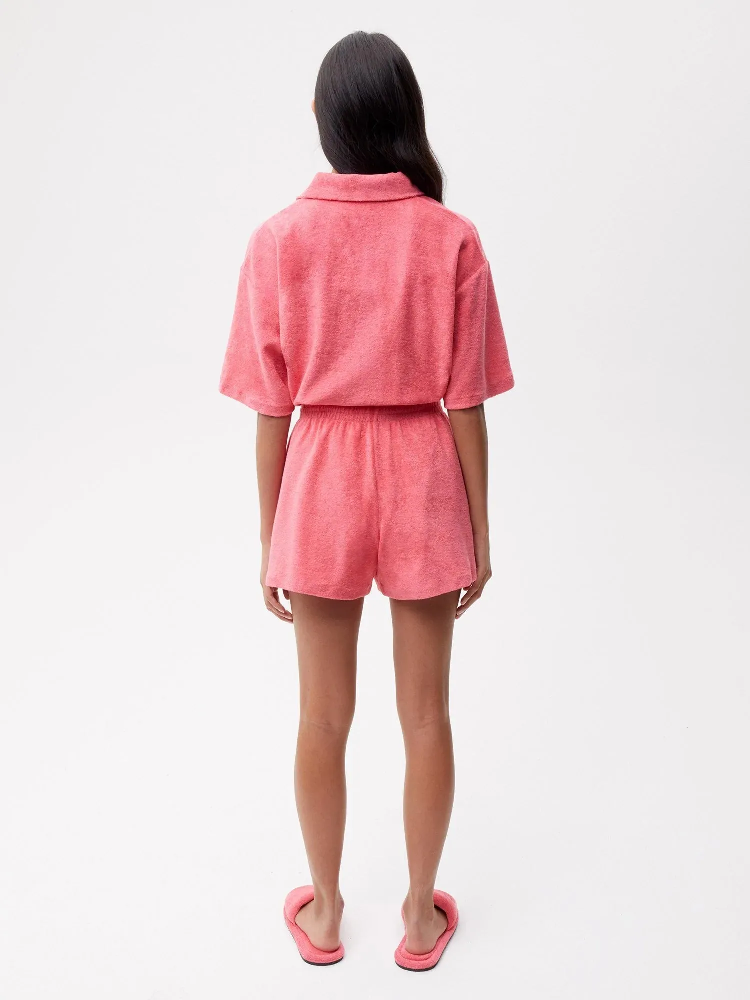 Towelling Shorts—lotus pink