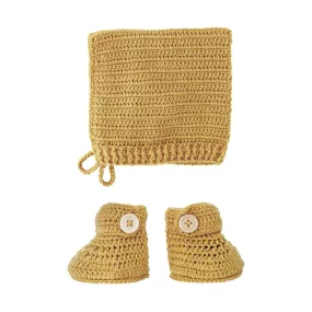 Turmeric | Crochet Bonnet & Bootie Set