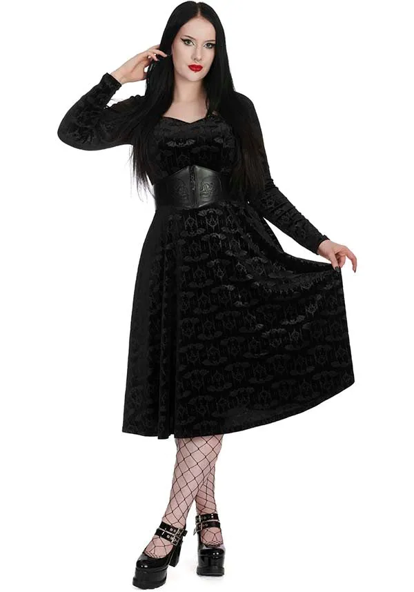 Velvet Bat Fit & Black | FLARE DRESS