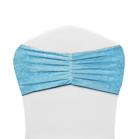 Velvet Ruffle Stretch Chair Band - Baby Blue