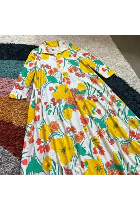 Vintage 70’s Flowy Floral Dress - Size M