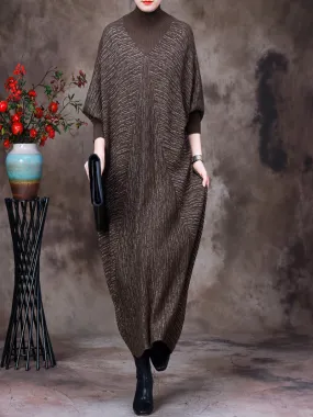 Vintage Dreams Bat Sleeve Knitted Maxi Dress