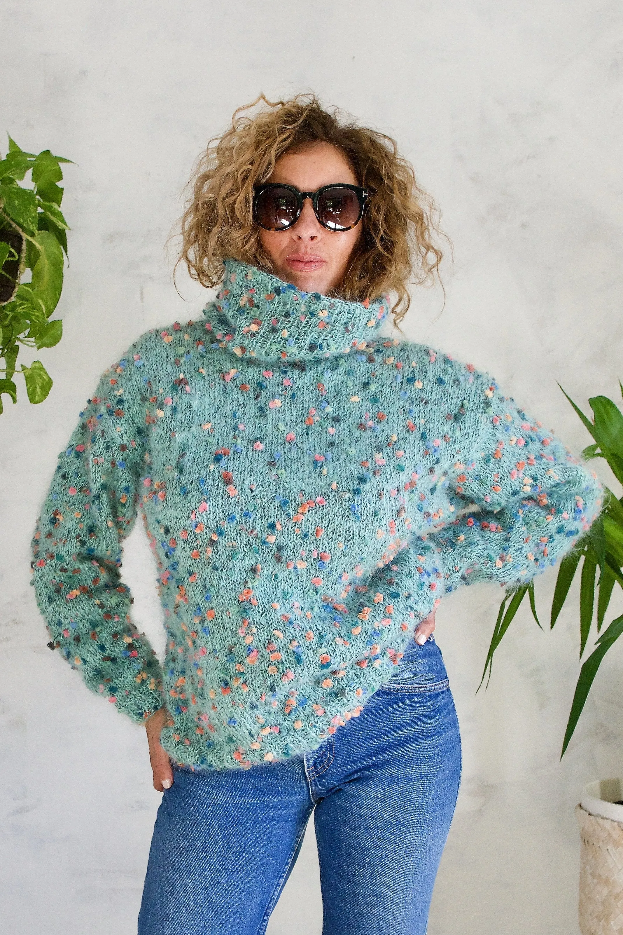 Vintage Handmade Mohair Confetti Sweater