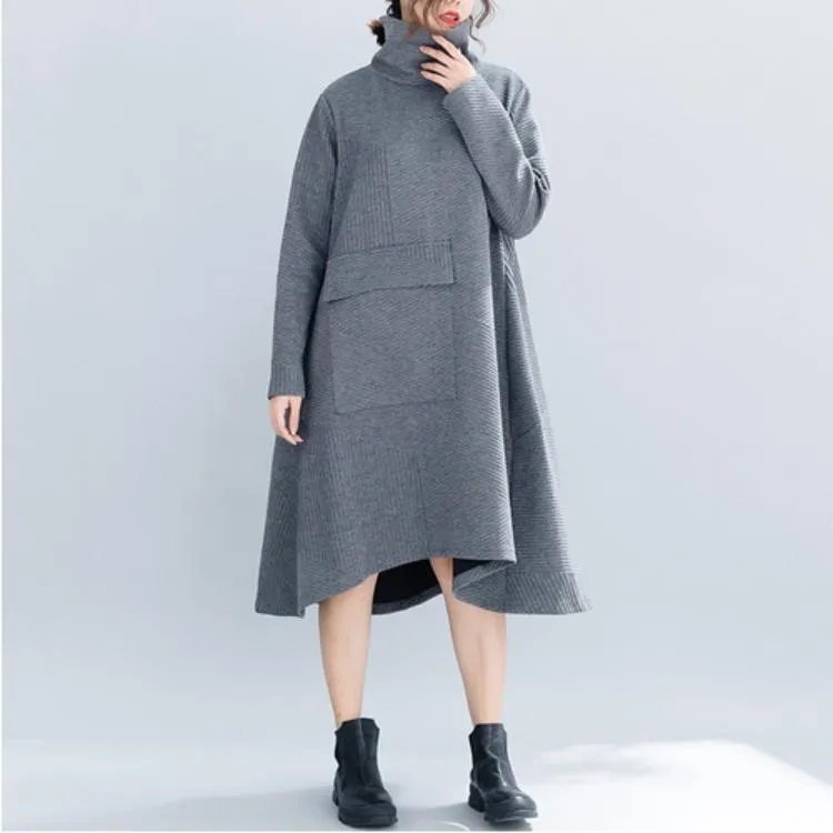 Vintage Turtleneck Women Winter Irregular Fall Dresses