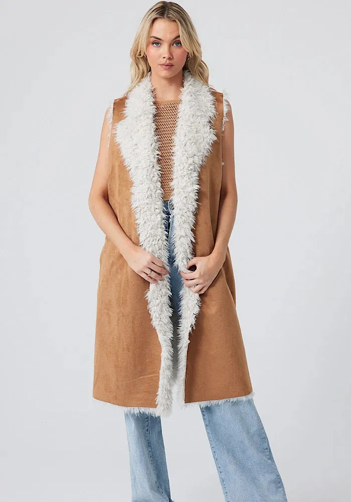 Wanderer Long Vest - Tan