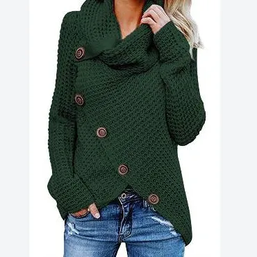 Wholesale Women Sweater With Button Turtle Neck