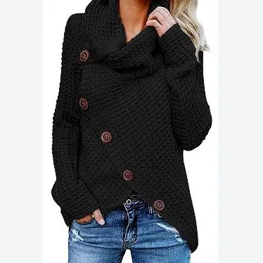 Wholesale Women Sweater With Button Turtle Neck