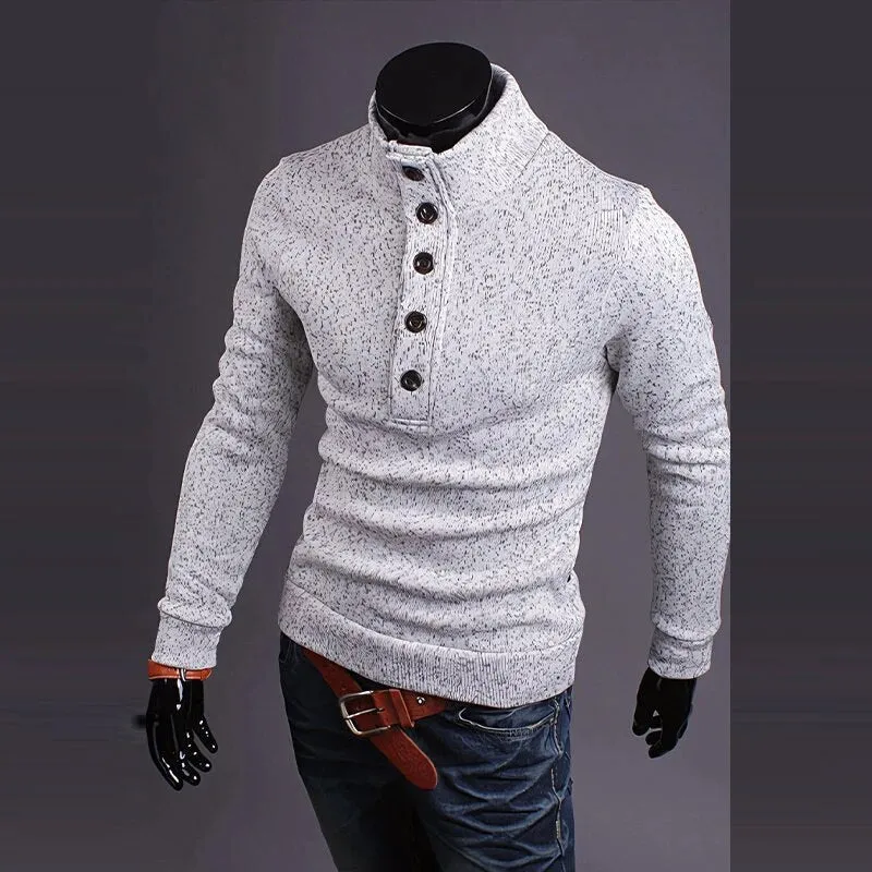 Wiaofellas Men Casual Long Sleeve Button-up Hoodies Top Streewtear Fall Clothing Loose Shirts Tees Vintage Jacquard Turtleneck Sweatshirts