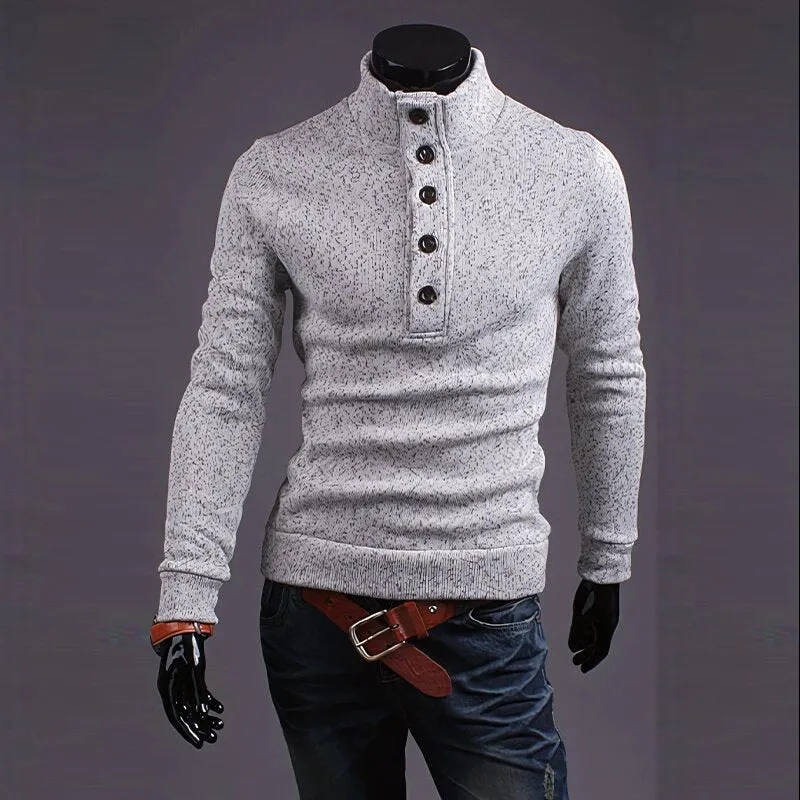 Wiaofellas Men Casual Long Sleeve Button-up Hoodies Top Streewtear Fall Clothing Loose Shirts Tees Vintage Jacquard Turtleneck Sweatshirts