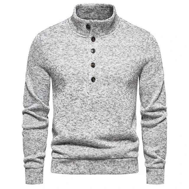 Wiaofellas Men Casual Long Sleeve Button-up Hoodies Top Streewtear Fall Clothing Loose Shirts Tees Vintage Jacquard Turtleneck Sweatshirts