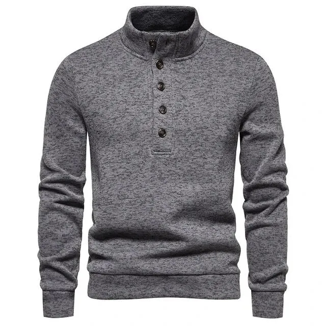 Wiaofellas Men Casual Long Sleeve Button-up Hoodies Top Streewtear Fall Clothing Loose Shirts Tees Vintage Jacquard Turtleneck Sweatshirts