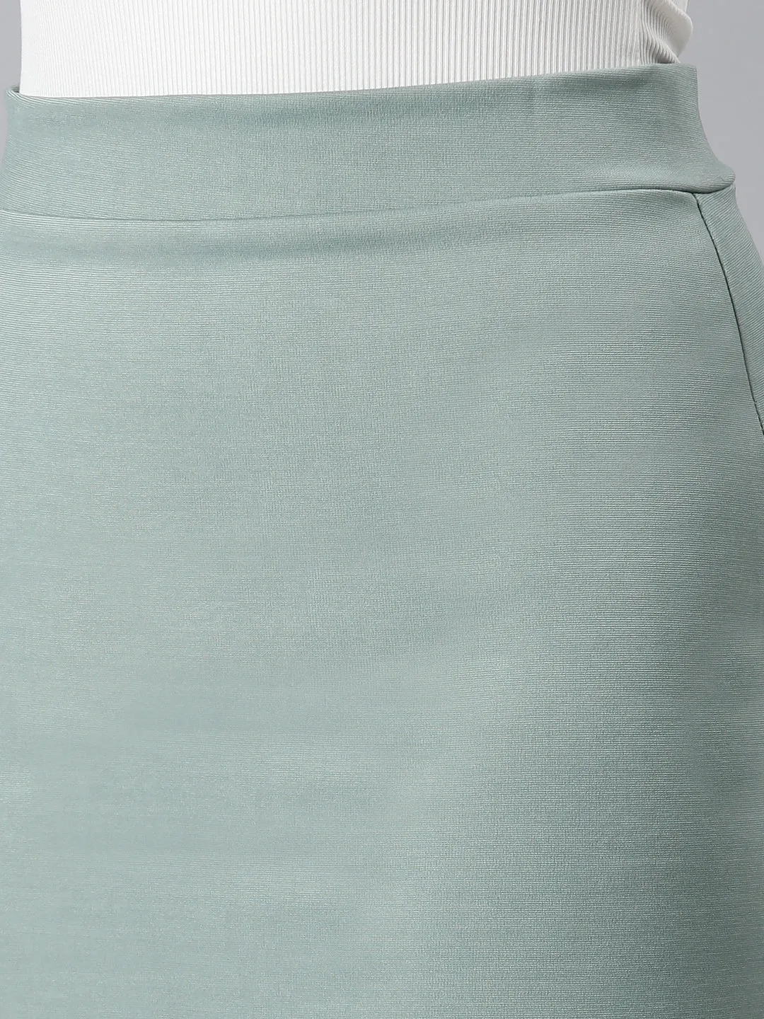 Women Sea Green Solid Pencil Skirt