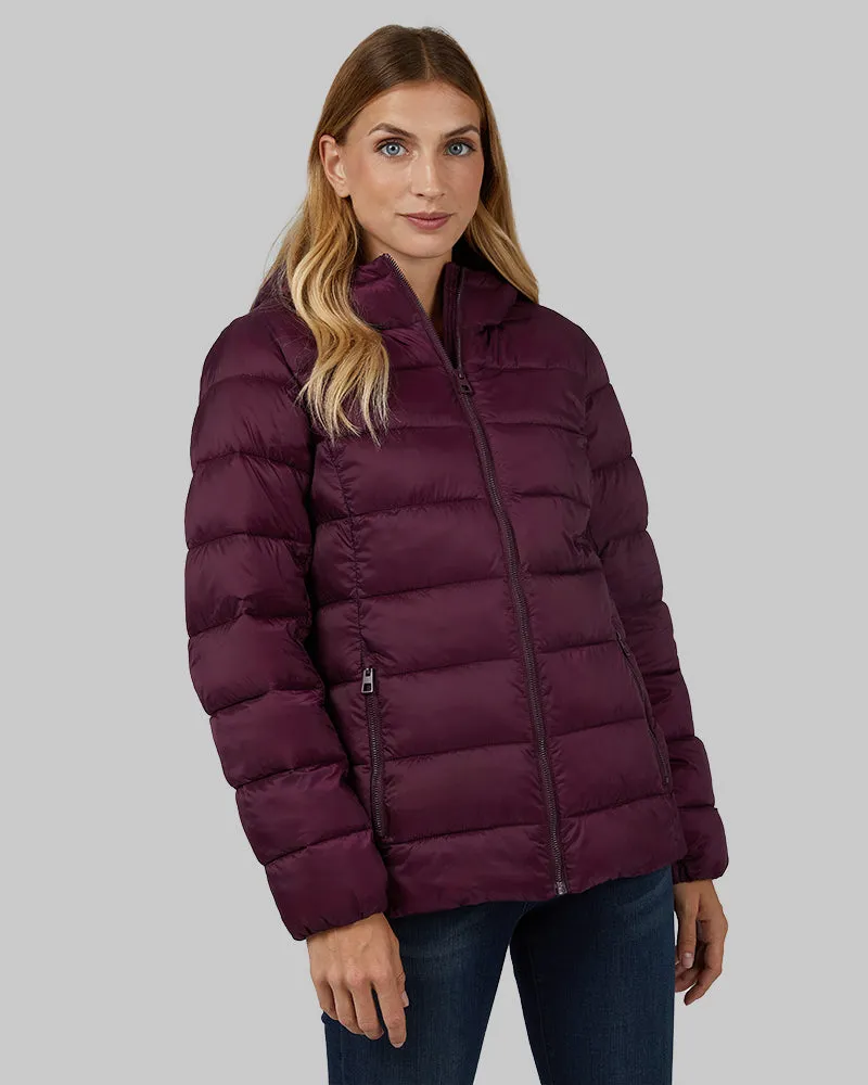 WOMEN'S LIGHTWEIGHT POLY-FILL PACKABLE HOODED JACKET