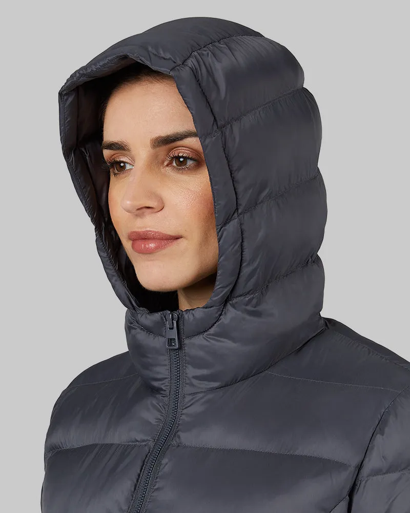 WOMEN'S LIGHTWEIGHT POLY-FILL PACKABLE HOODED JACKET