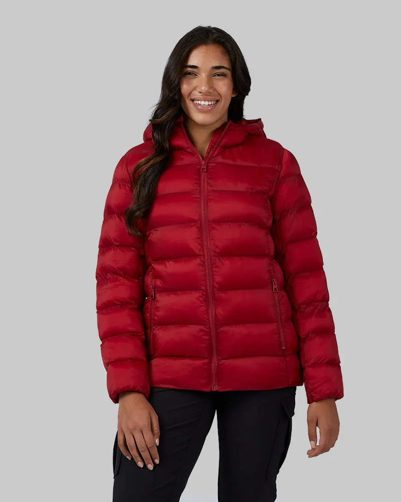 WOMEN'S LIGHTWEIGHT POLY-FILL PACKABLE HOODED JACKET