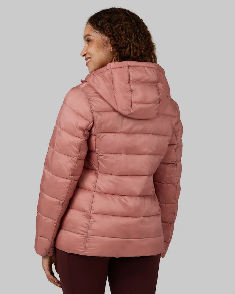 WOMEN'S LIGHTWEIGHT POLY-FILL PACKABLE HOODED JACKET