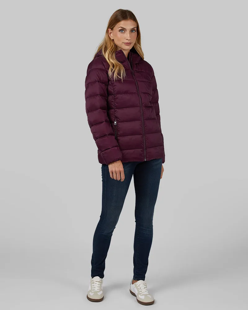 WOMEN'S LIGHTWEIGHT POLY-FILL PACKABLE HOODED JACKET