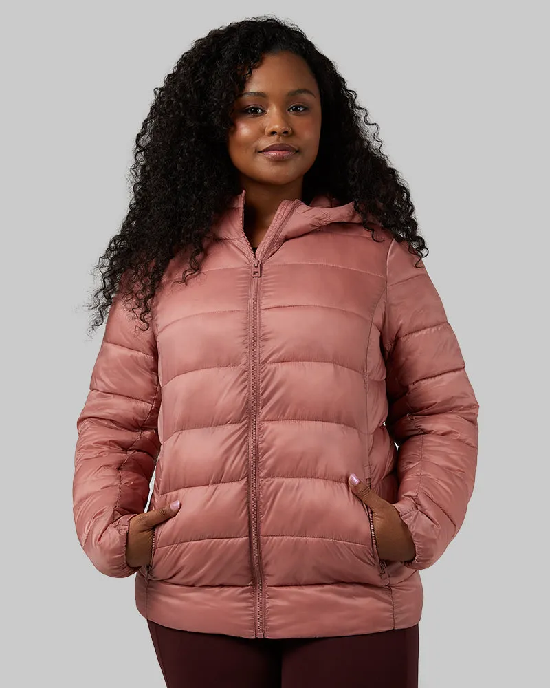 WOMEN'S LIGHTWEIGHT POLY-FILL PACKABLE HOODED JACKET