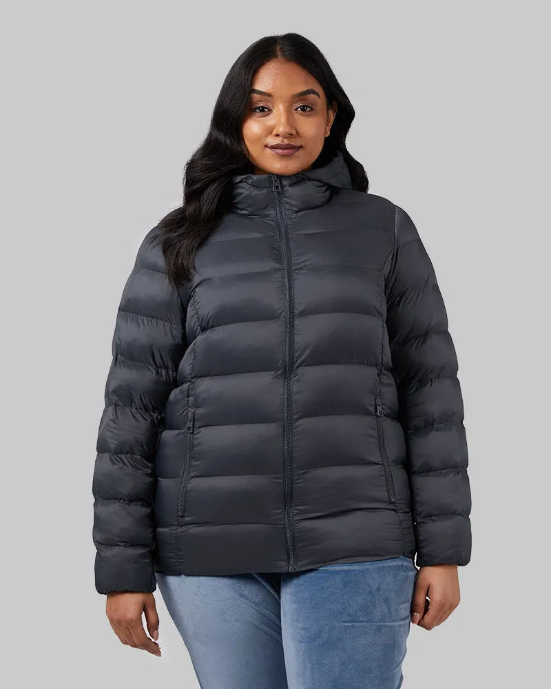 WOMEN'S LIGHTWEIGHT POLY-FILL PACKABLE HOODED JACKET