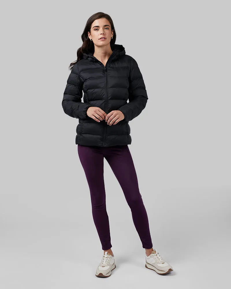 WOMEN'S LIGHTWEIGHT POLY-FILL PACKABLE HOODED JACKET