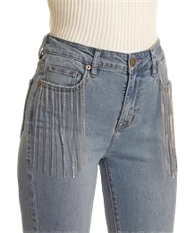 Women's Rock & Roll Pocket Fringe Flare Jean