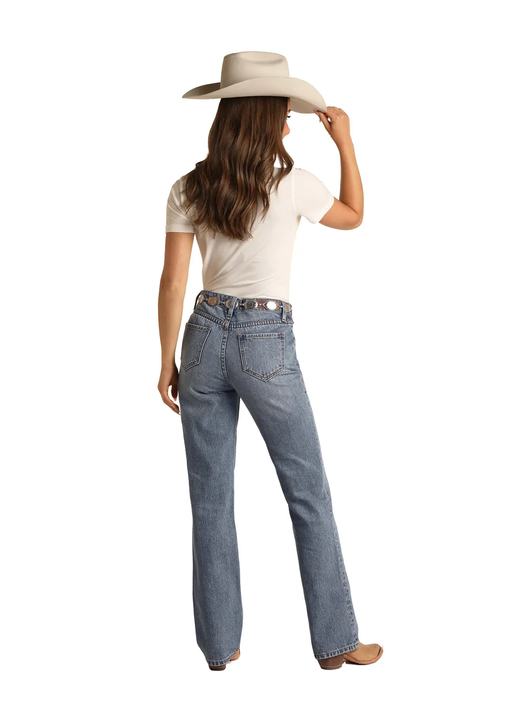 Women's Rock & Roll Scallop Pocket High Rise Bootcut Jean